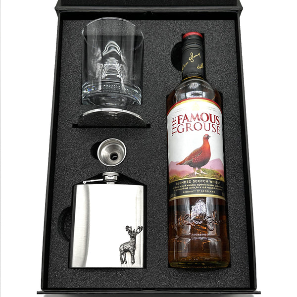 english factory Luxury Whisky Gift Set Includes Bottle 11oz Whisky Tumbler Pewter Coaster & Stainless Steel Hip Flask & Funnel