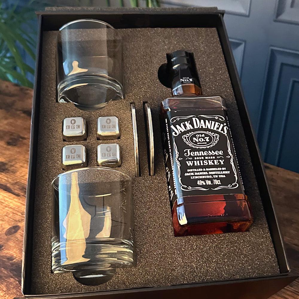 English Factory Luxury Whisky Gift Set Includes Bottle 11oz Whisky Tumblers 2 Pewter Coasters & Whisky Stones Set