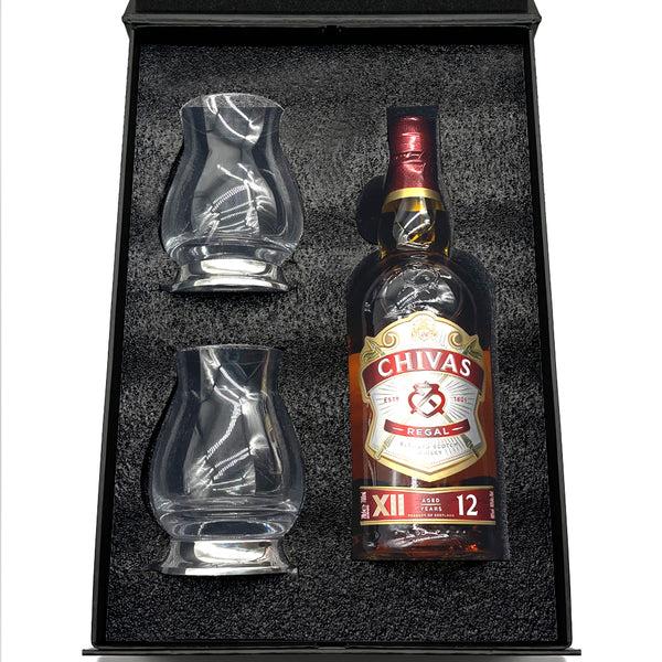 english factory Luxury Whisky Gift Set Includes Bottle & 2 Glencairn Mixer Glasses
