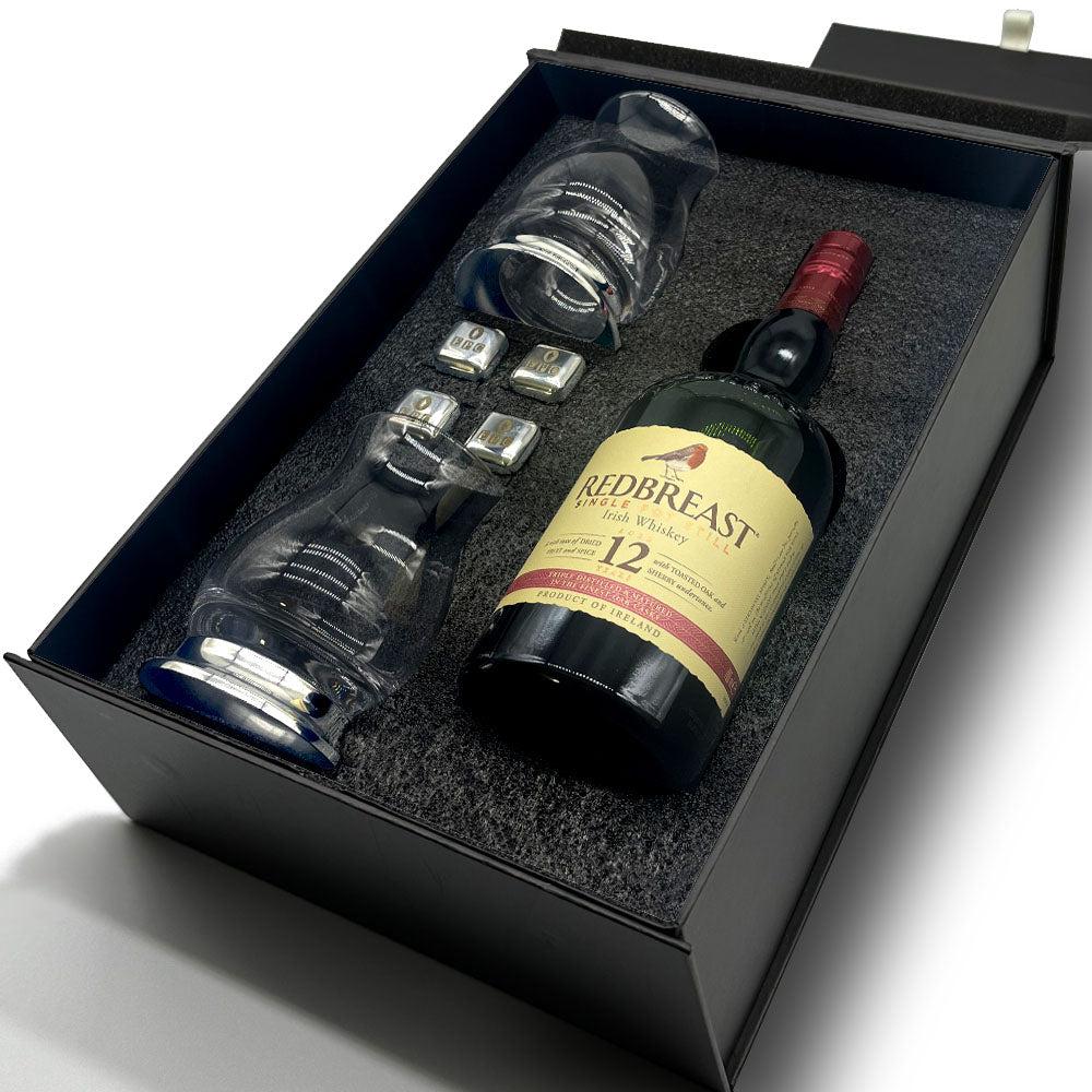 English Factory Luxury Whisky Gift Set Includes Bottle & 2 Glencairn Mixer Glasses & Whisky Stones Set