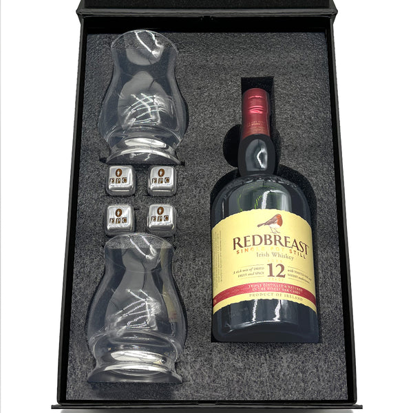 english factory Luxury Whisky Gift Set Includes Bottle & 2 Glencairn Mixer Glasses & Whisky Stones Set