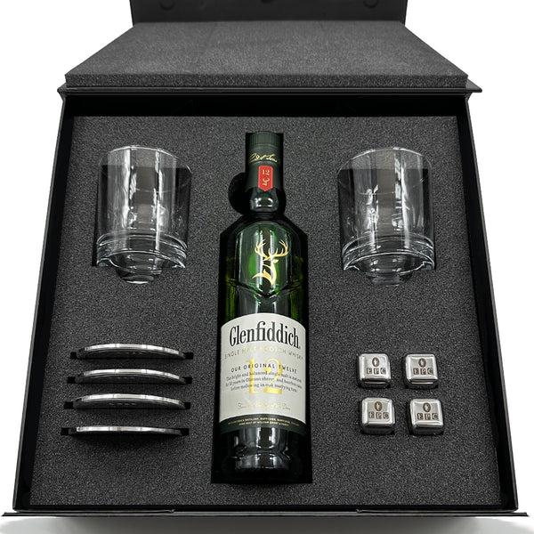 english factory Luxury Whisky Gift Set Includes Bottle 2 Whisky 11oz Tumblers 4 Pewter Coasters & Set Of Whisky Stones