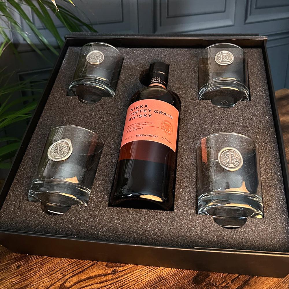 English Factory Luxury Whisky Gift Set Includes Bottle & 4 Personalised 11oz Whisky Tumblers