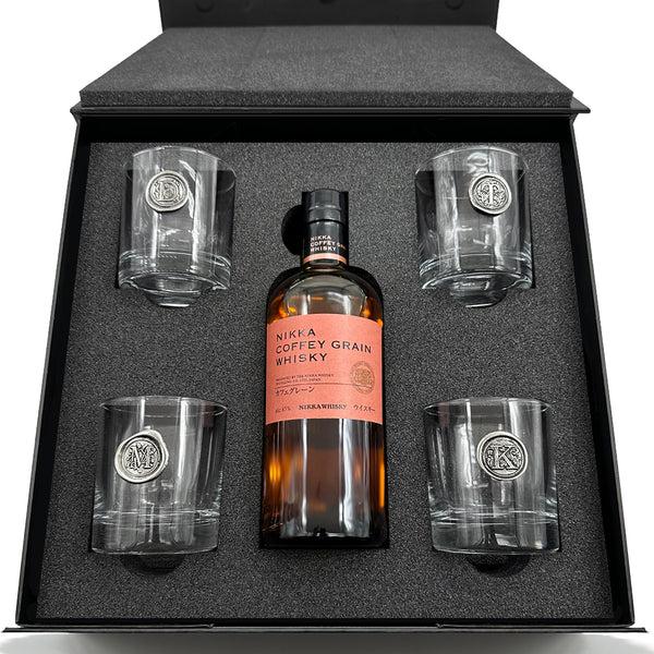 english factory Luxury Whisky Gift Set Includes Bottle & 4 Personalised 11oz Whisky Tumblers