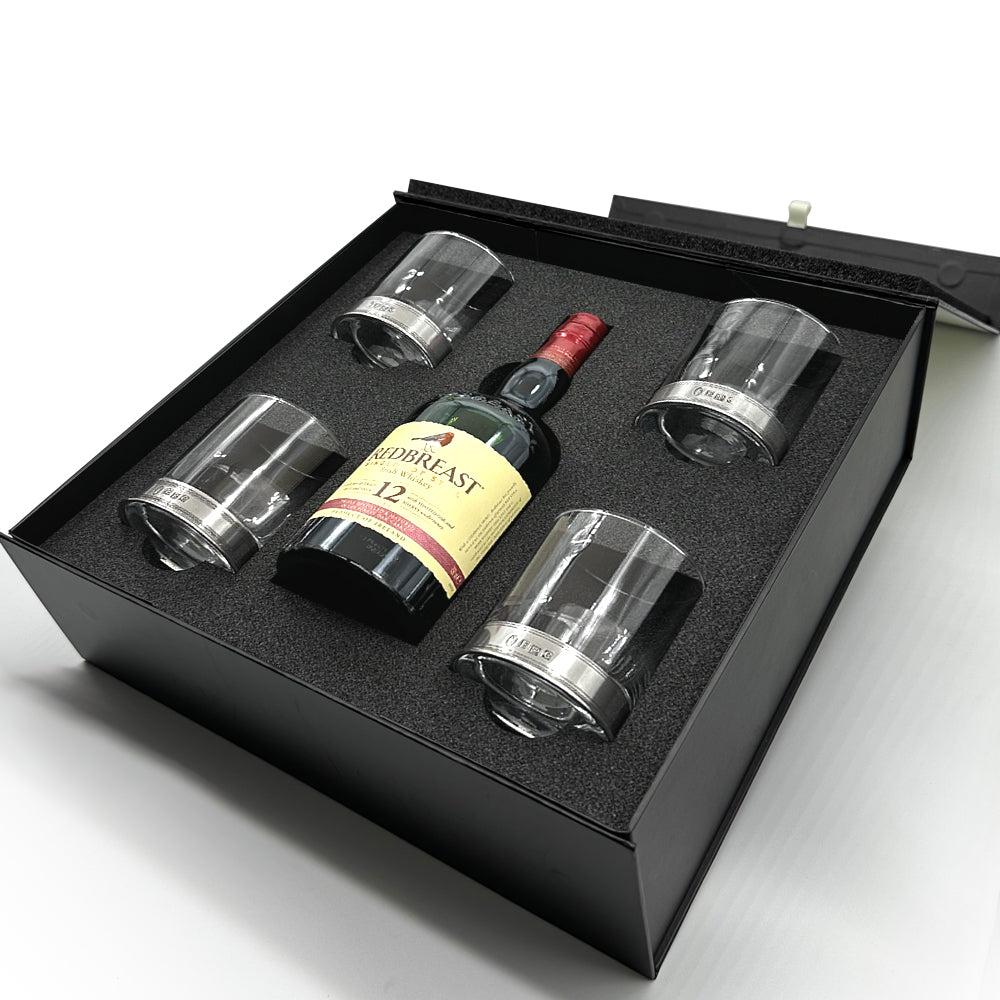 English Factory Luxury Whisky Gift Set Includes Bottle & 4 Vouge 11oz Whisky Tumblers