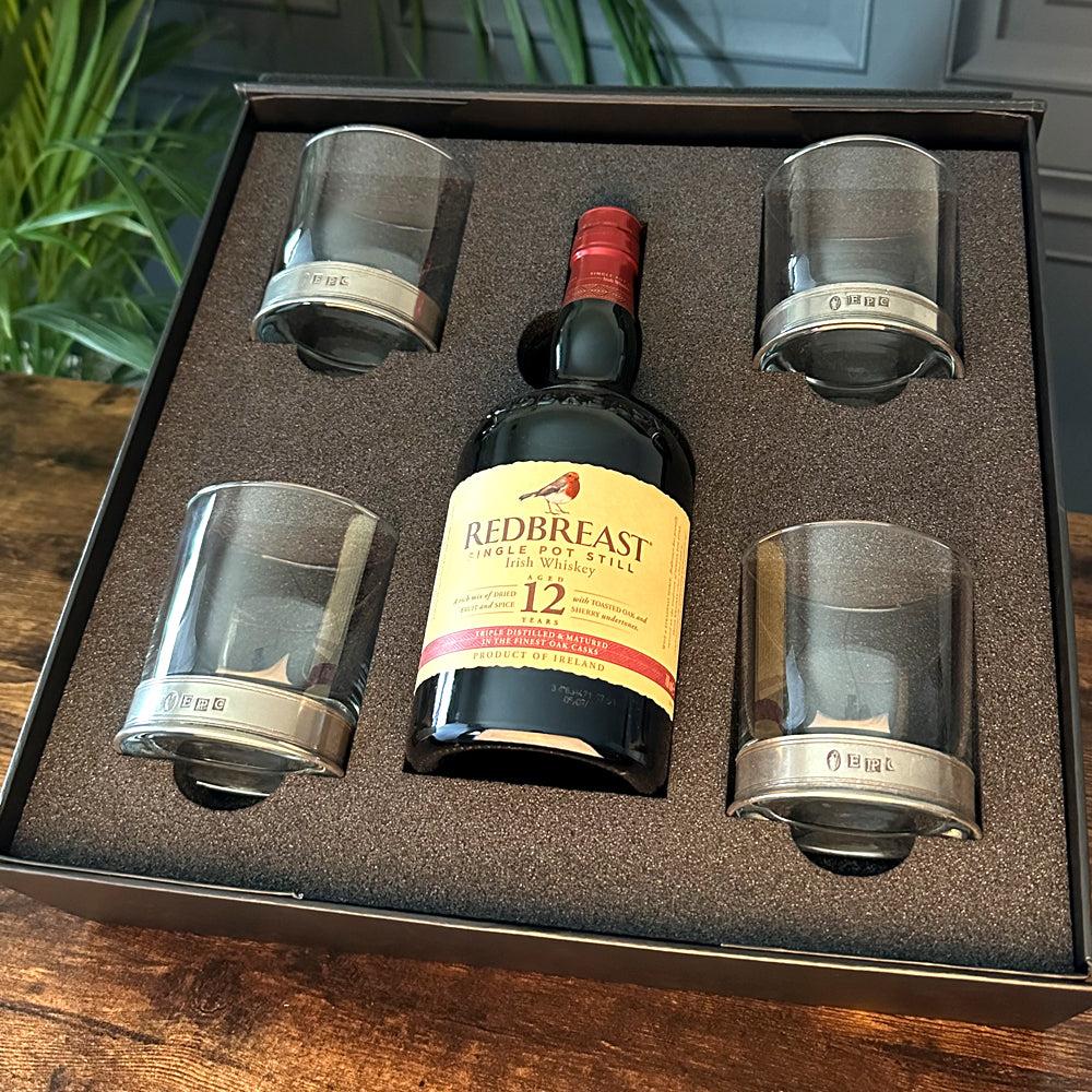 English Factory Luxury Whisky Gift Set Includes Bottle & 4 Vouge 11oz Whisky Tumblers