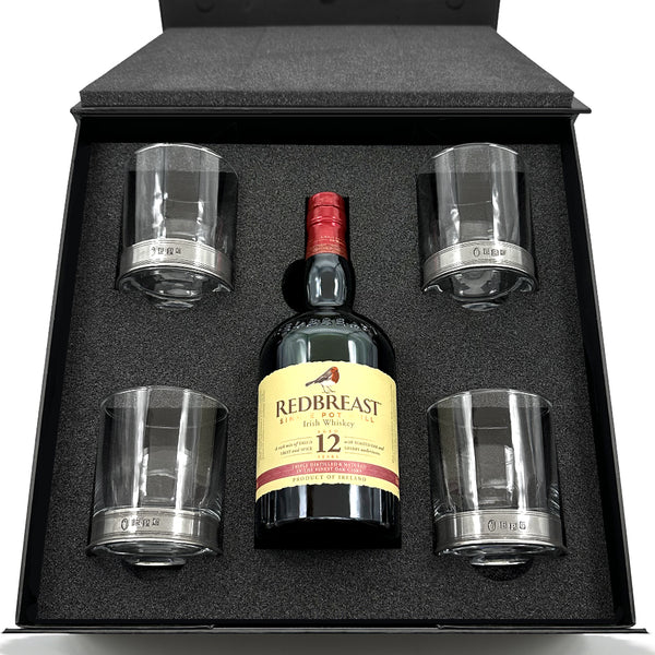 english factory Luxury Whisky Gift Set Includes Bottle & 4 Vouge 11oz Whisky Tumblers