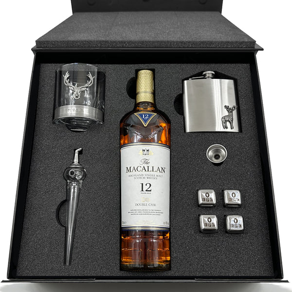 english factory Luxury Whisky Gift Set Includes Bottle Stainless Steel Hipflask with Funnel Set Of Whisky Stones Whisky Pipette & 11oz Whisky Tumbler