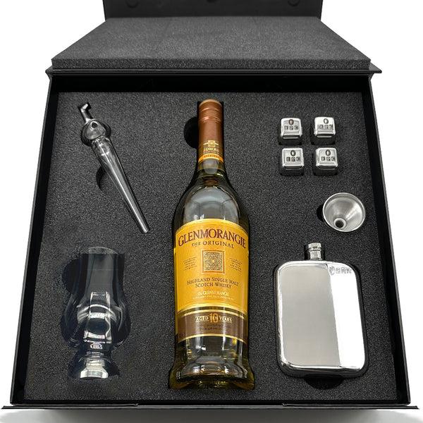 english factory Luxury Whisky Gift Set Includes Bottle with Glencairn Glass Whiskey pipette and Pewter Hip Flask