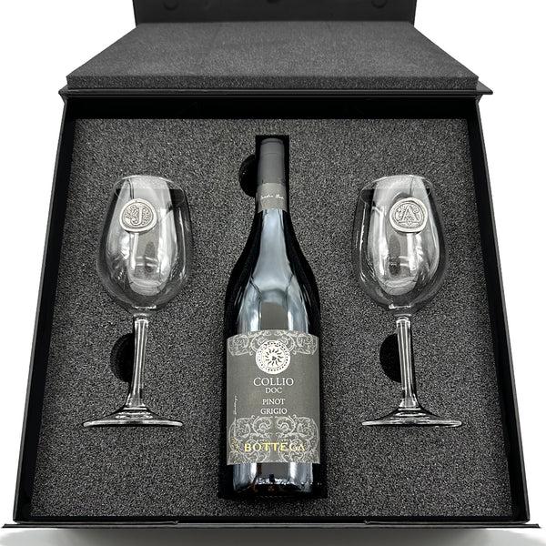 english factory Luxury Wine Gift Set Includes Bottle & 2 Personalised Wine Glasses