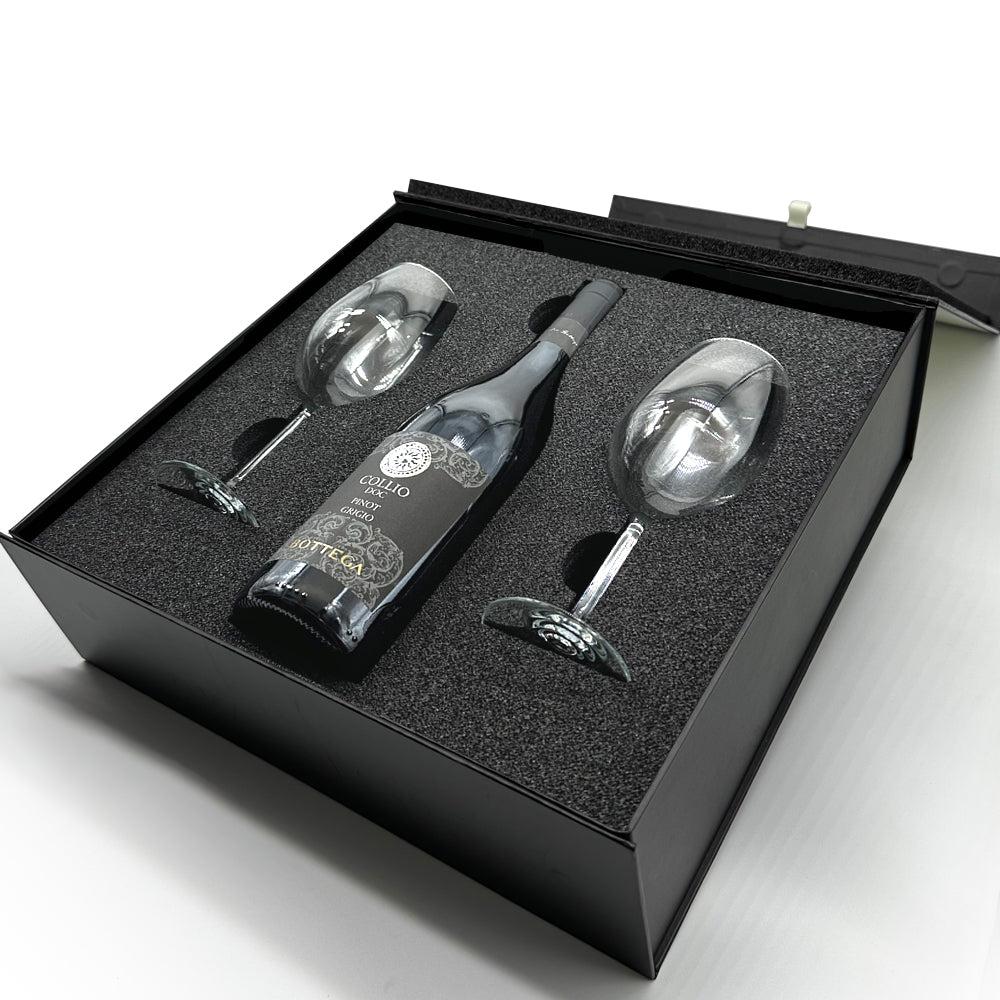 English Factory Luxury Wine Gift Set Includes Bottle & 2 Wine Glasses