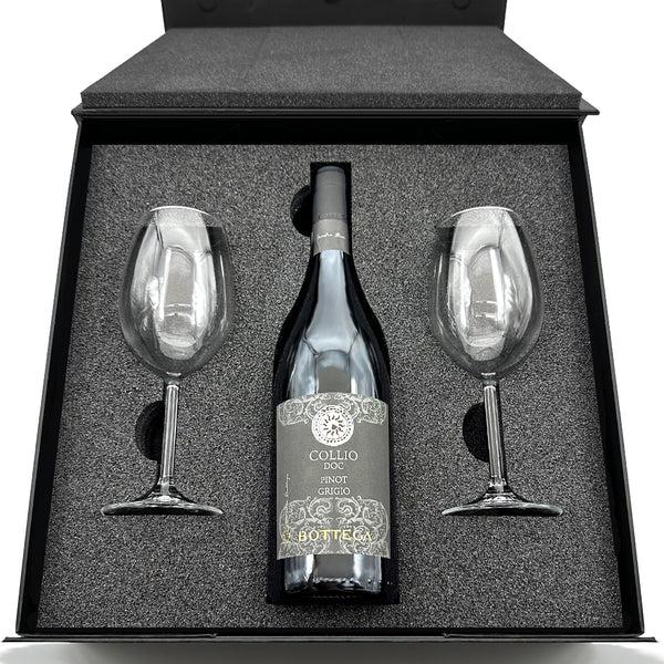 english factory Luxury Wine Gift Set Includes Bottle & 2 Wine Glasses