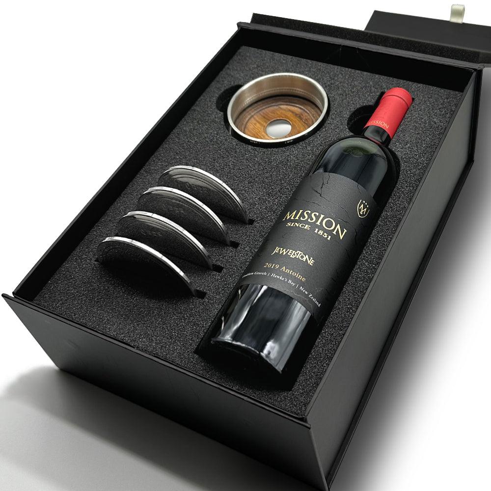 English Factory Luxury Wine Gift Set Includes Bottle 4 Pewter Coasters & Pewter Wine Bottle Coaster