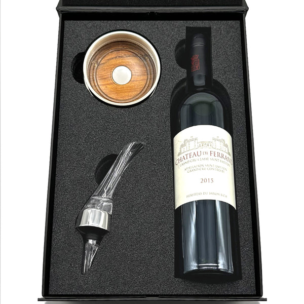 english factory Luxury Wine Gift Set Includes Bottle Aerator & Pewter Wine Bottle Coaster