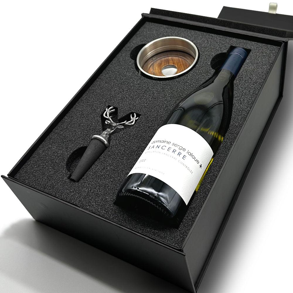 English Factory Luxury Wine Gift Set Includes Bottle Bottle Stopper & Pewter Wine Bottle Coaster
