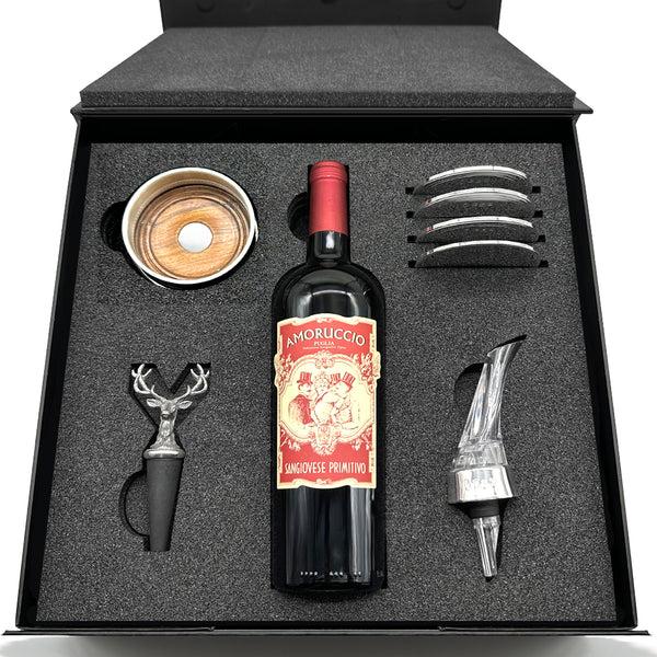 english factory Luxury Wine Gift Set Includes Bottle Wine Aerator Pewter Wine Bottle Coasters 4 Pewter Coasters & Stag Wine Bottle Stopper