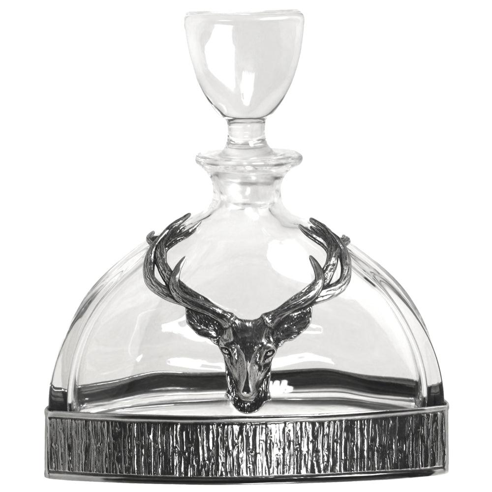 English Factory Majestic 570ml Whisky Wine & Spirits Stag Crystal Decanter Gift Set Includes 4x 11oz Stag Pewter Tumblers