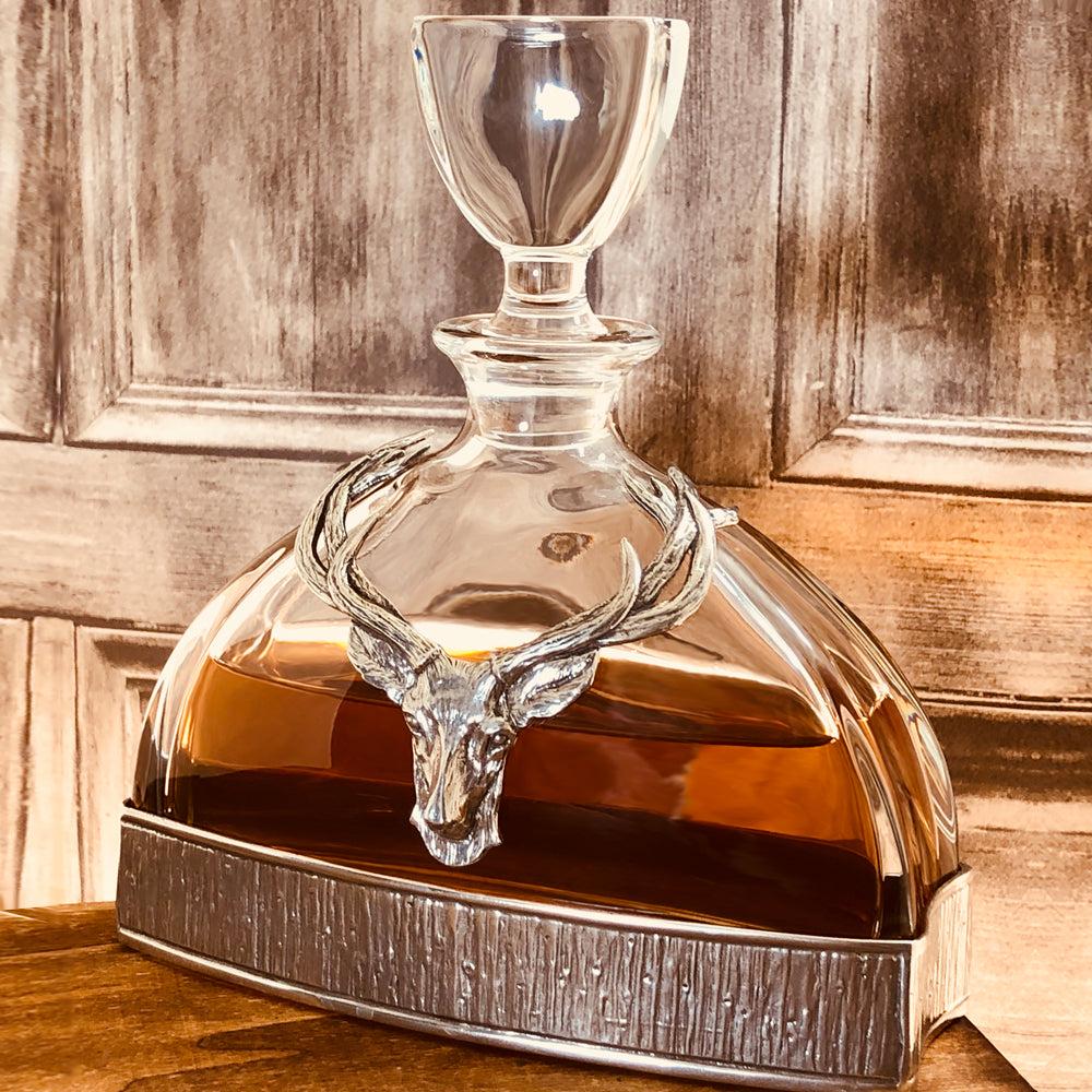 English Factory Majestic Whisky Wine & Spirit Stag Crystal & Pewter Whisky Decanter