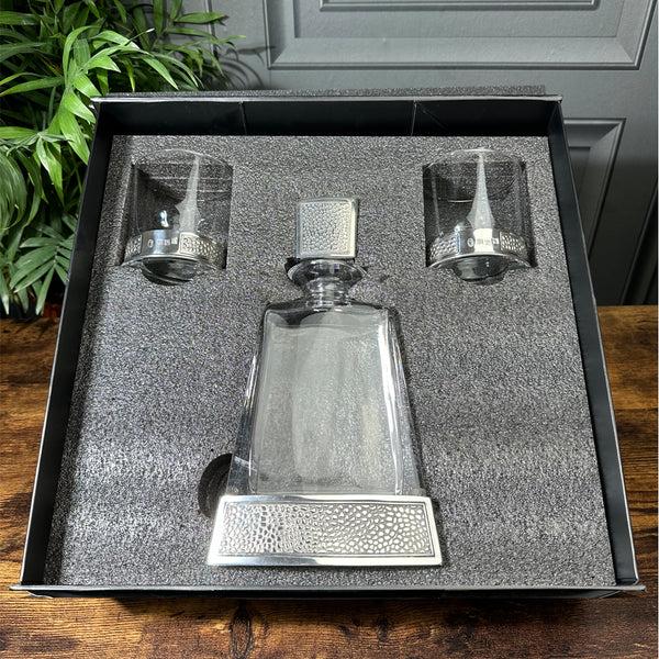 english factory Manhattan 600ml Whisky Wine & Spirits Decanter Gift Set Includes 2x 11oz Manhattan Tumblers
