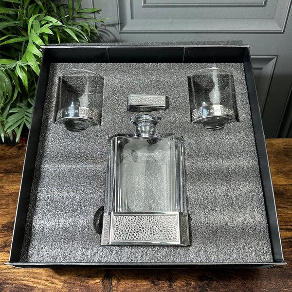 english factory Manhattan 650ml Whisky Wine & Spirits Decanter Gift Set Includes 2x 11oz Manhattan Tumblers