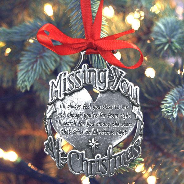 english factory Missing You At Christmas Tree Pewter Ornament Bauble Decoration