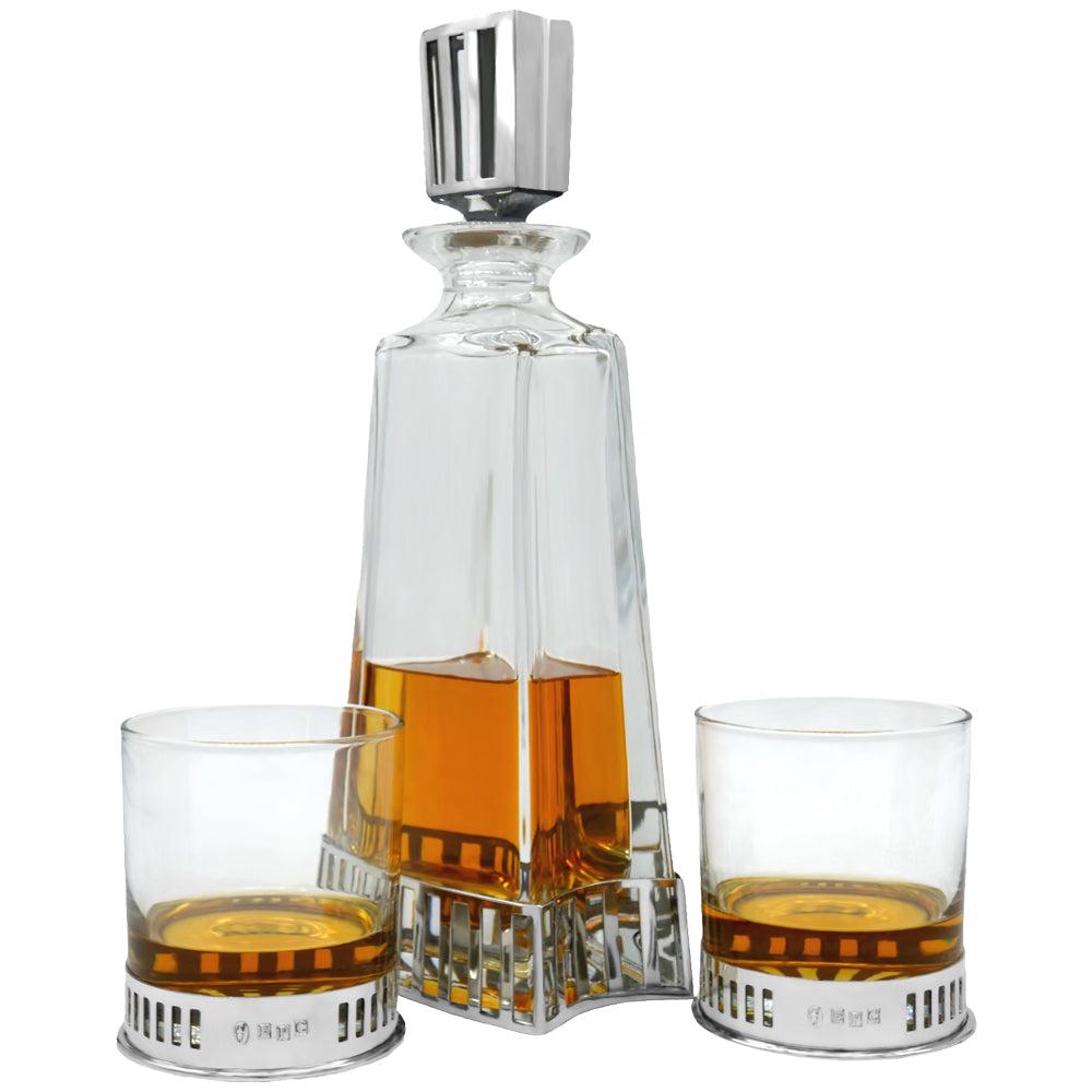 English Factory Monaco 650ml Whisky Wine & Spirits Decanter Gift Set Includes 2x 11oz Monaco Pewter Tumblers
