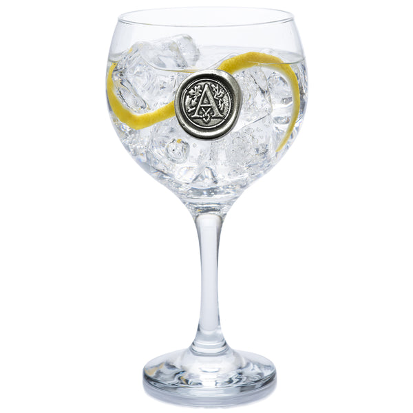 english factory Monogram Gin Glass Personalised Gift With Pewter Initial