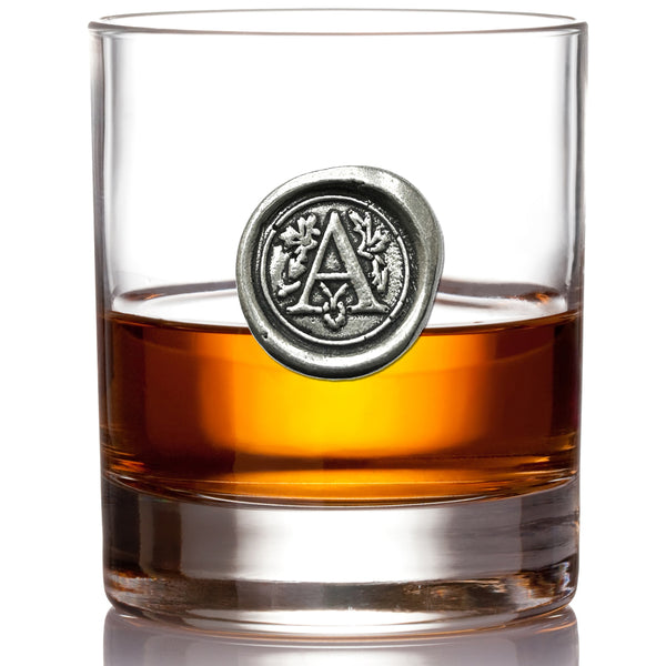 english factory Monogram Whiskey Whisky Glass Tumbler Personalised Gift With Pewter Initial