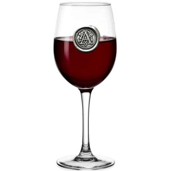 english factory Monogram Wine Glass Personalised Gift With Pewter Initial