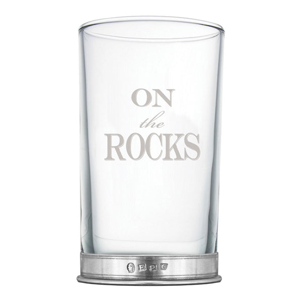 english factory "On The Rocks" Highball Gin Glass with Pewter Base