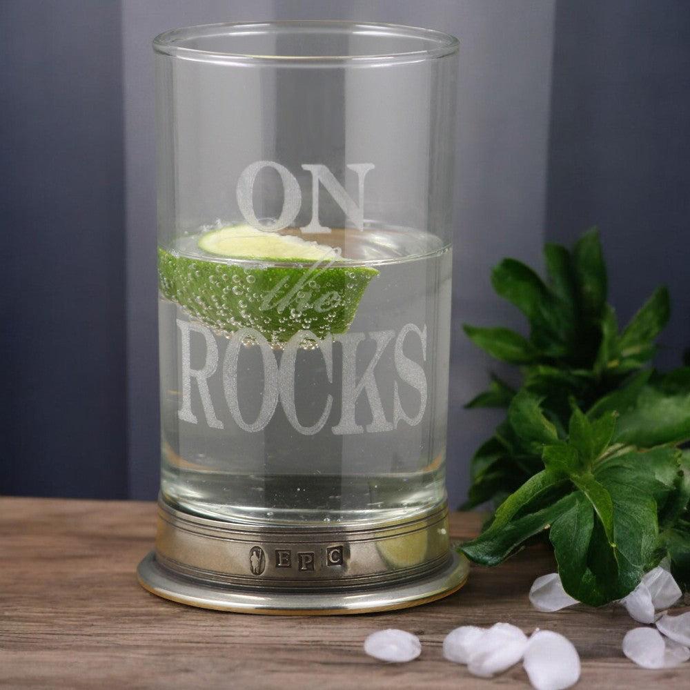 English Factory "On The Rocks" Highball Gin Glass With Pewter Base