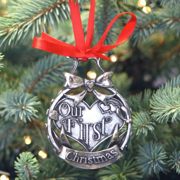 english factory Our First Christmas Tree Pewter Ornament Bauble Decoration english factory Our First Christmas Tree Pewter Ornament Bauble Decoration
