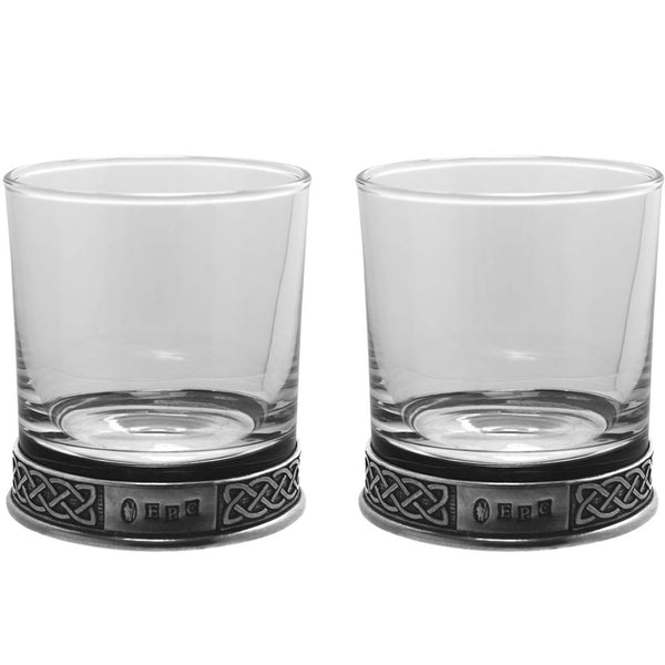 english factory Personalised 11oz Celtic Pewter Whisky Glass Tumbler Set of 2