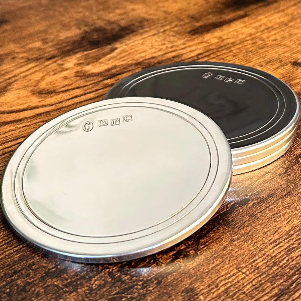 English Factory Pewter Coasters For Bottle Or Tumblers (Set Of 4)