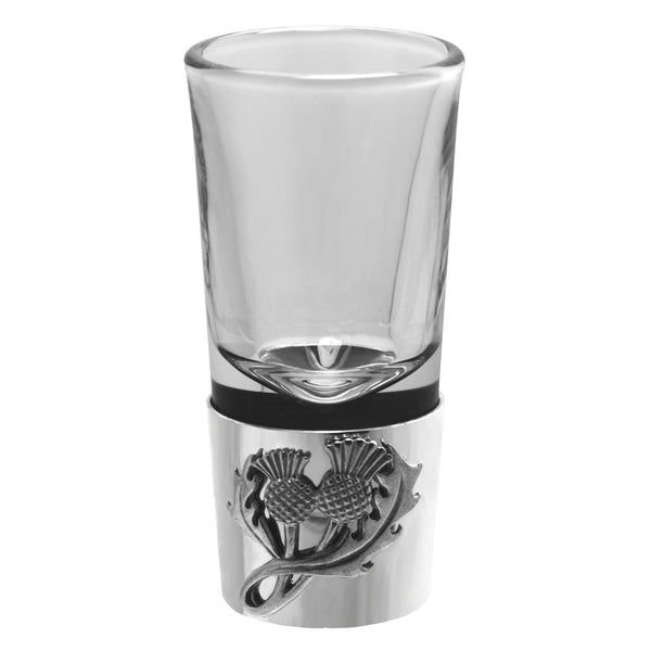 english factory Pewter Shot Glass With Scottish Thistle Badge english factory Pewter Shot Glass With Scottish Thistle Badge