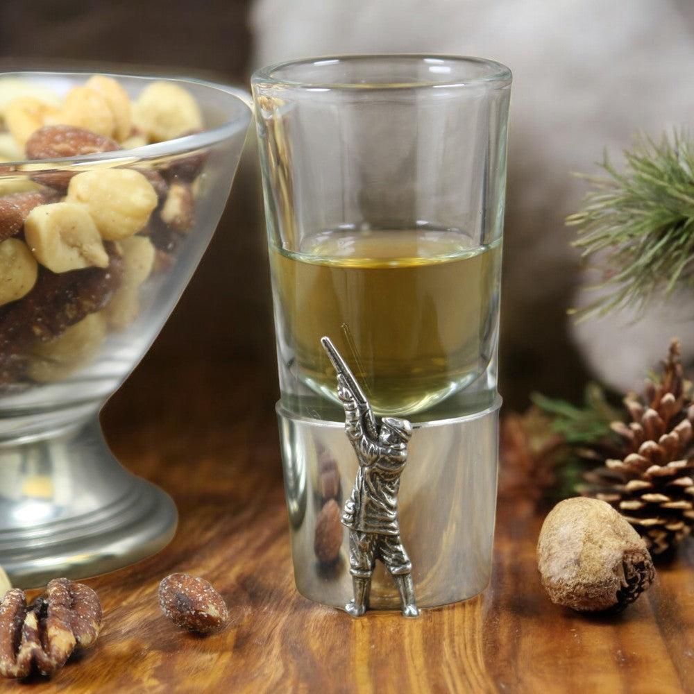 English Factory Pewter Shot Glass With Shooting Badge