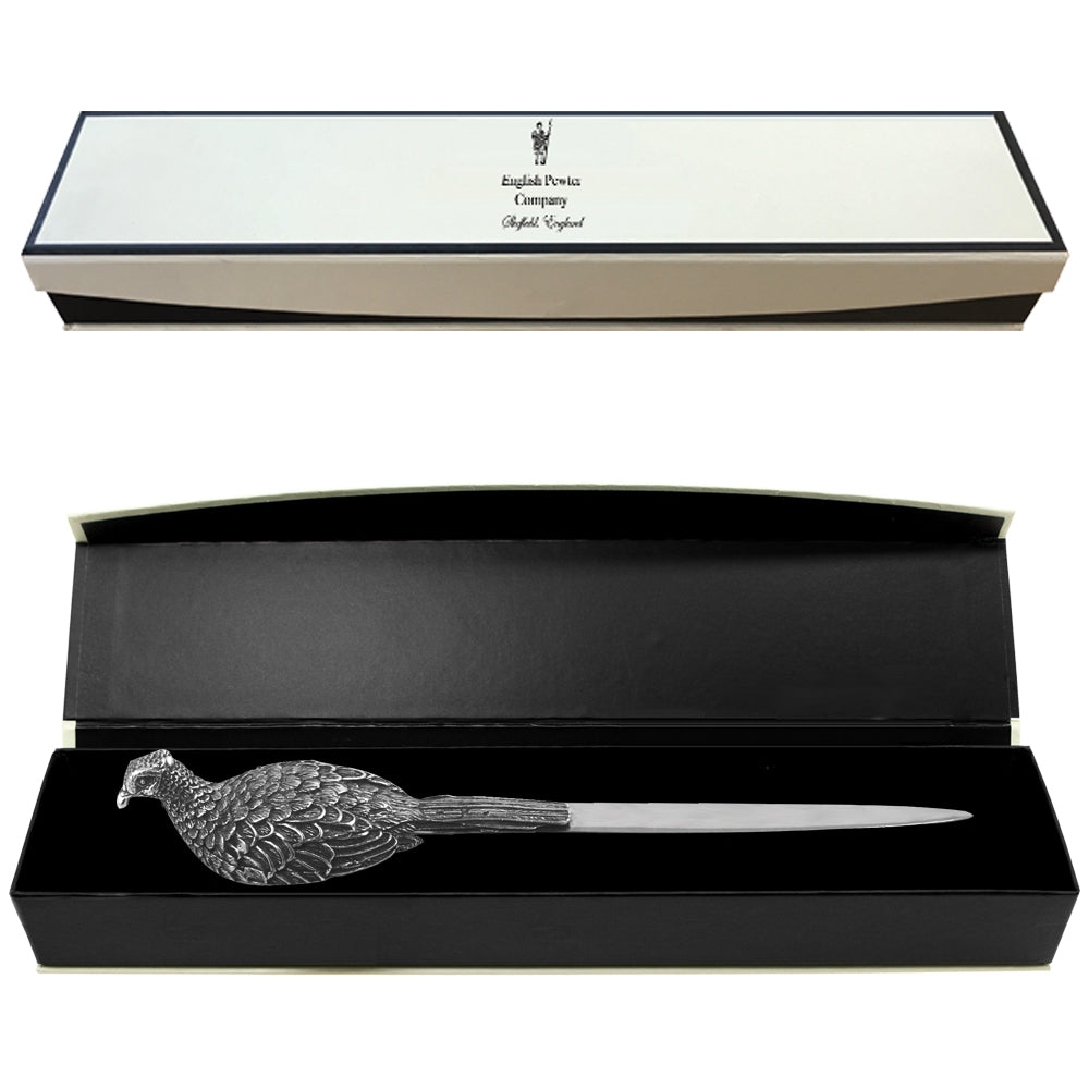 English Factory Pheasant Pewter Letter Opener Knife