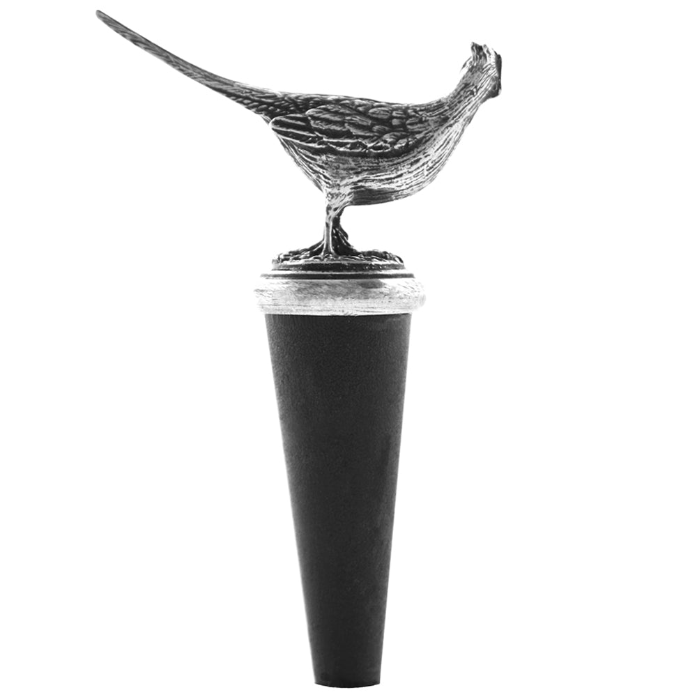 English Factory Pheasant Pewter Wine Bottle Stopper