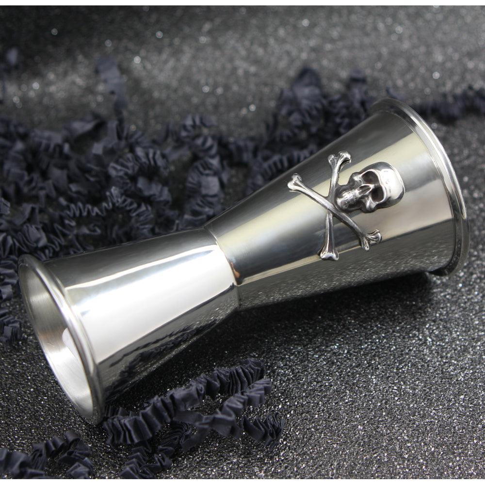 English Factory "Poison" Skull And Cross Bones Double Shot Spirit Pewter Bar Measure