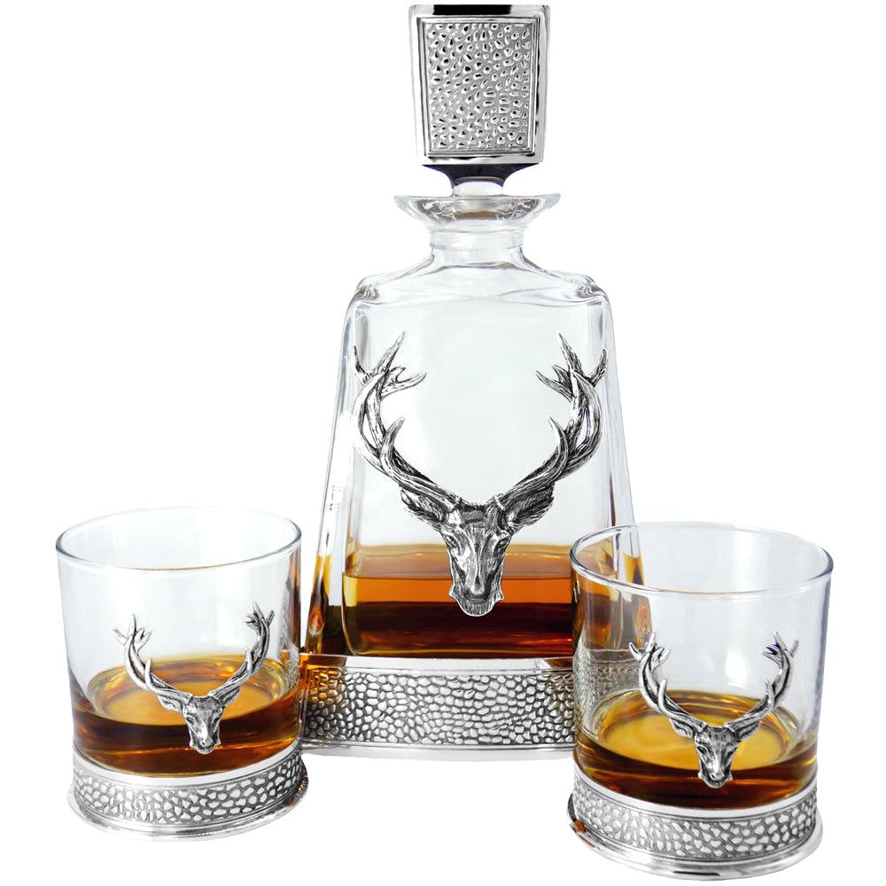 English Factory Regal 600ml Whisky Wine & Spirits Stag Decanter Gift Set Includes 2x 11oz Regal Stag Tumblers