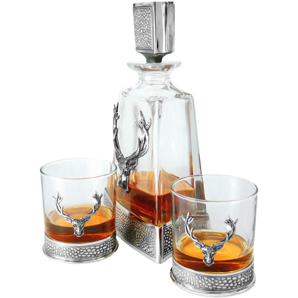 English Factory Regal 600ml Whisky Wine & Spirits Stag Decanter Gift Set Includes 2x 11oz Regal Stag Tumblers