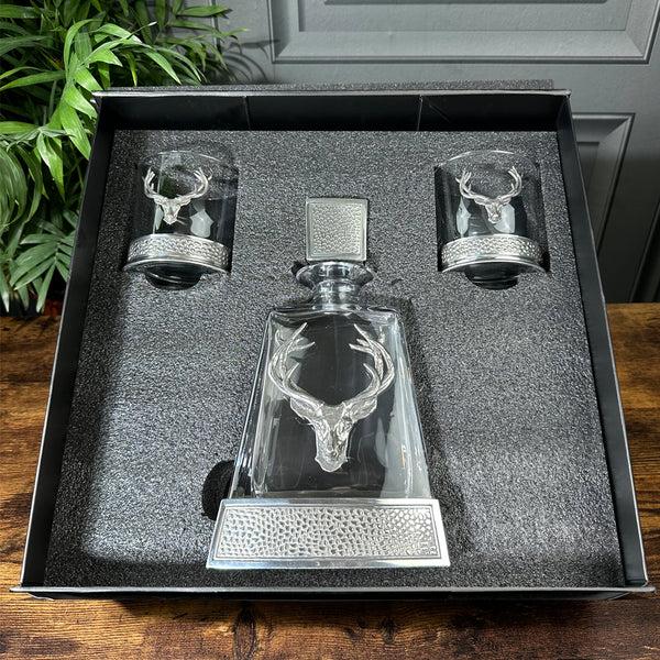 english factory Regal 600ml Whisky Wine & Spirits Stag Decanter Gift Set Includes 2x 11oz Regal Stag Tumblers