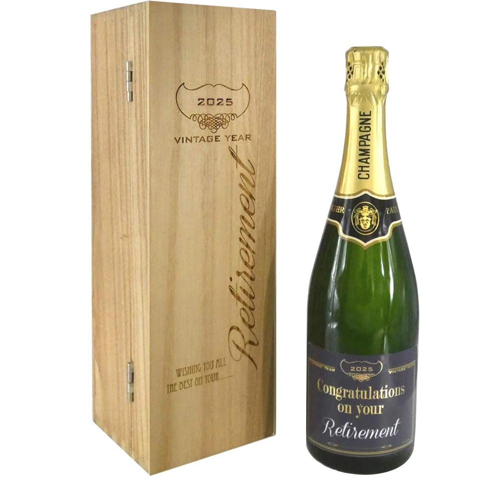 English Factory Retirement Gift Personalised 75cl Bottle Of Champagne Presented In An Engraved Wooden Box 2025