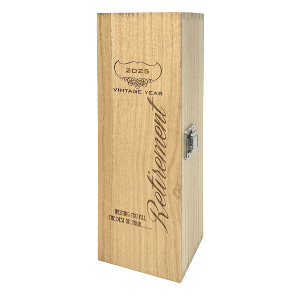 english factory Retirement Single Hinged Champagne Wine Or Whiskey Wooden Box 2025