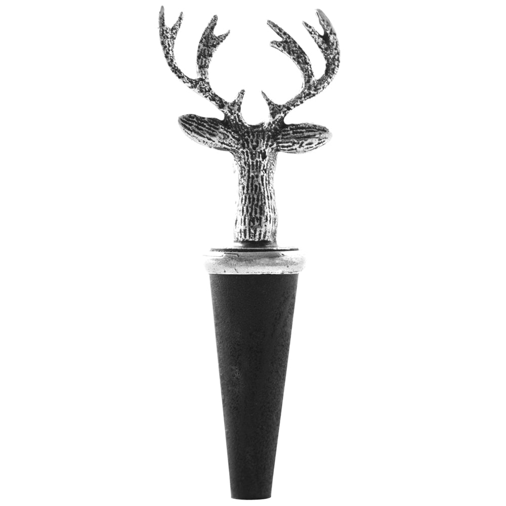 English Factory Stag Head Pewter Wine Bottle Stopper