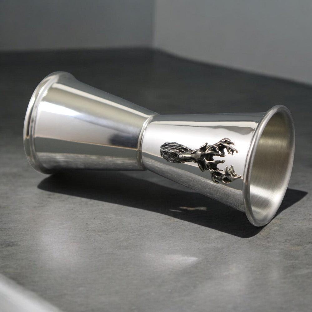 English Factory Stag Head Spirit Double Shot Pewter Bar Measure