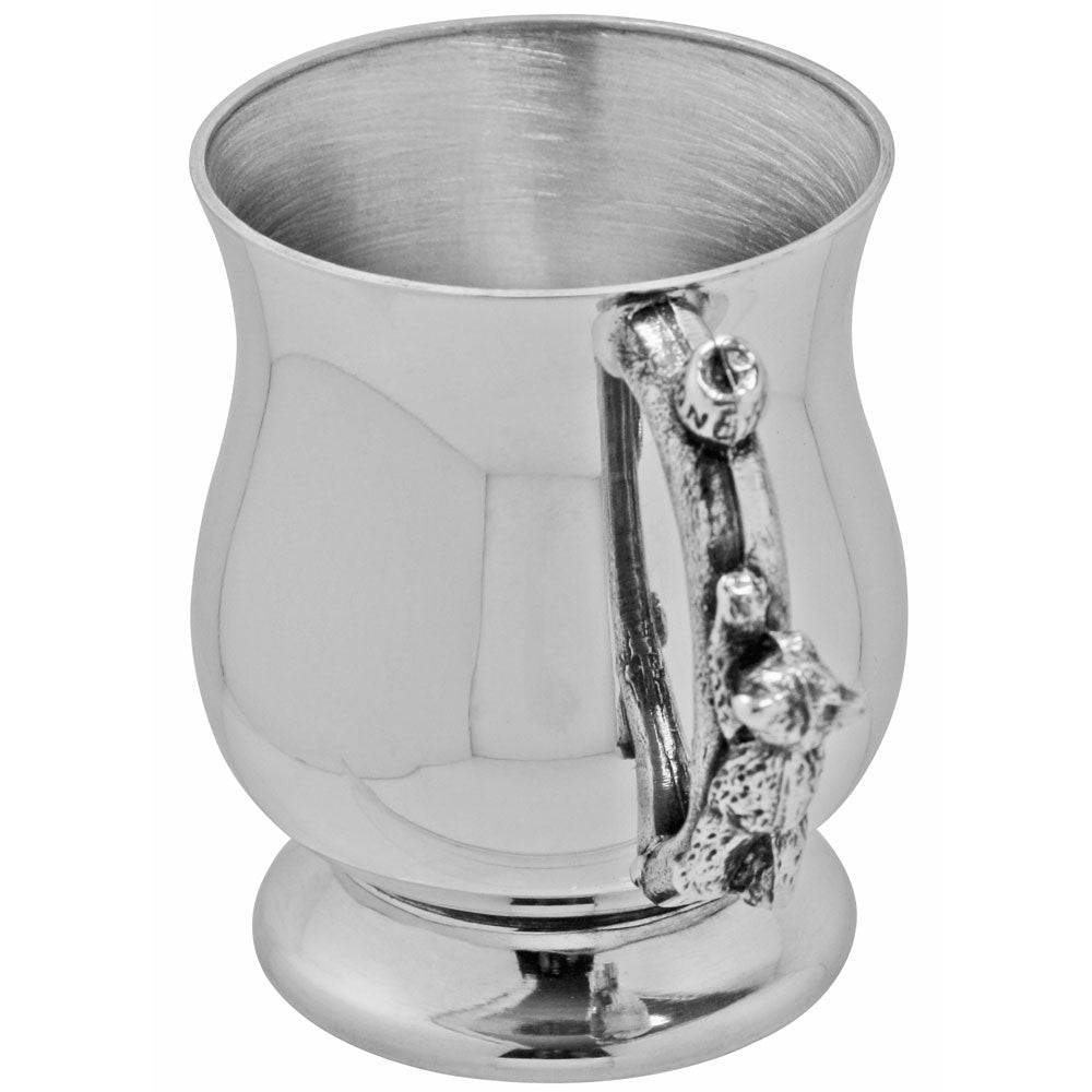 English Factory Teddy Bear Honey Pot Handle Pewter Christening Childs Cup