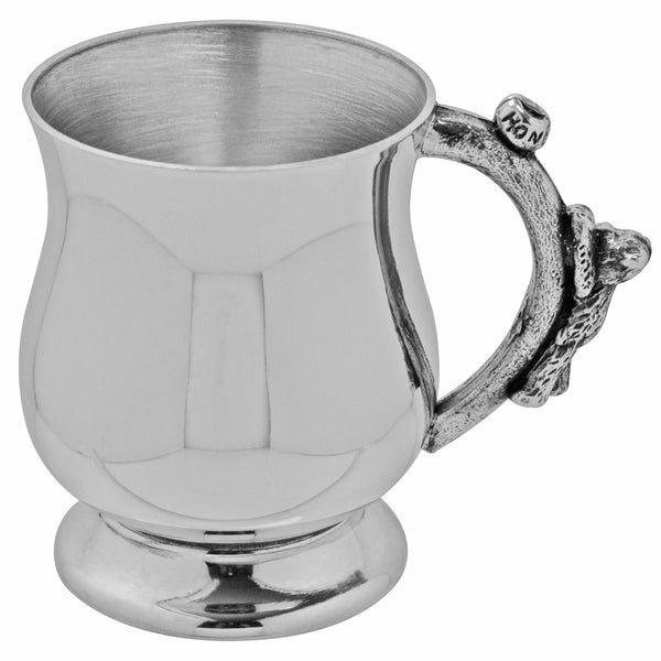 english factory Teddy Bear Honey Pot Handle Pewter Christening Childs Cup