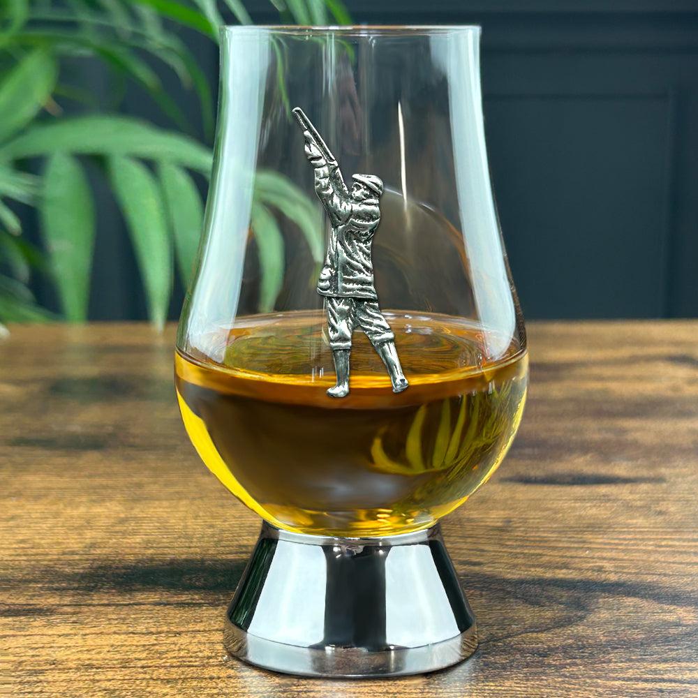 English Factory The Glencairn Whisky Glass With Pewter Base And Shooting Badge 200ml