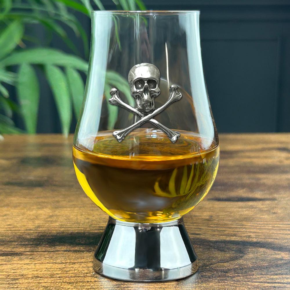 English Factory The Glencairn Whisky Glass With Pewter Base And Skull And Crossbones 200ml